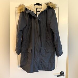 Abercrombie & Fitch Black Parka with Cream Faux Fur Lining